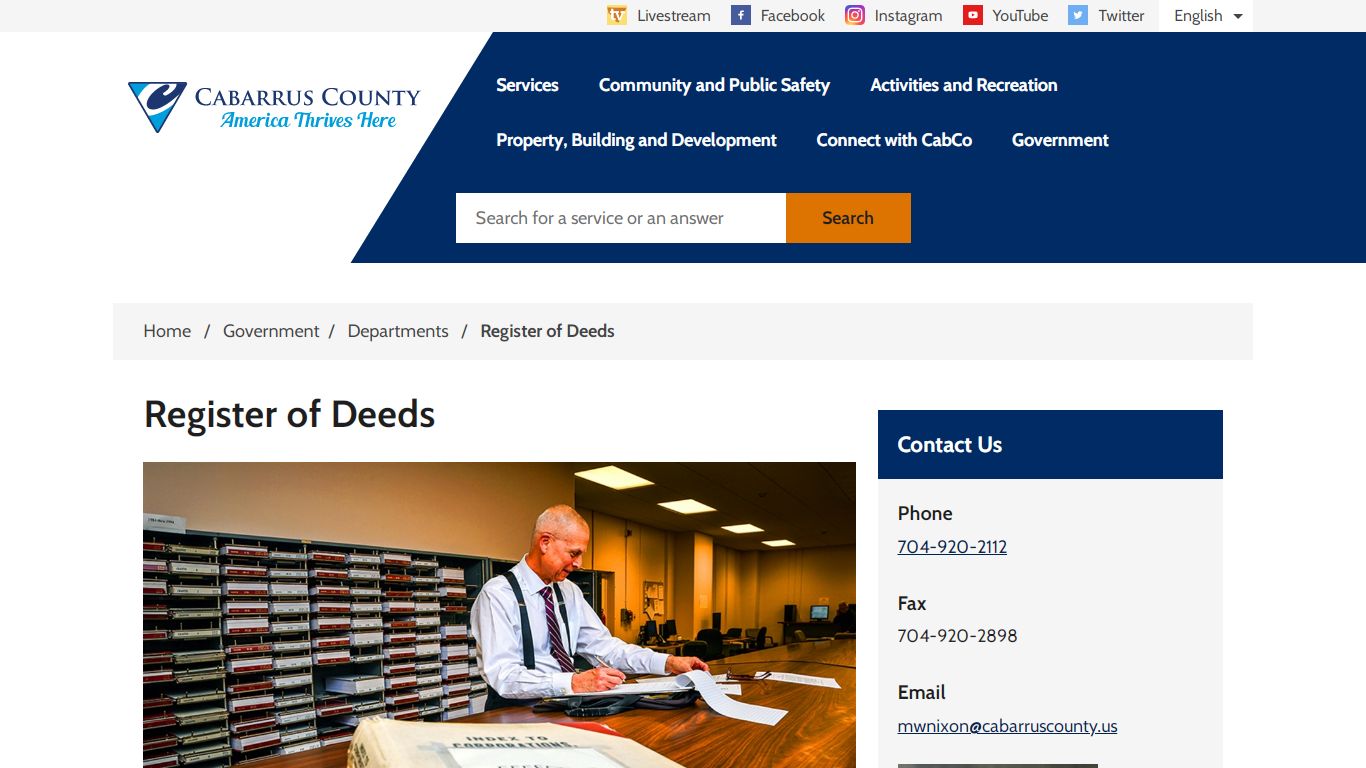 Register of Deeds Cabarrus County