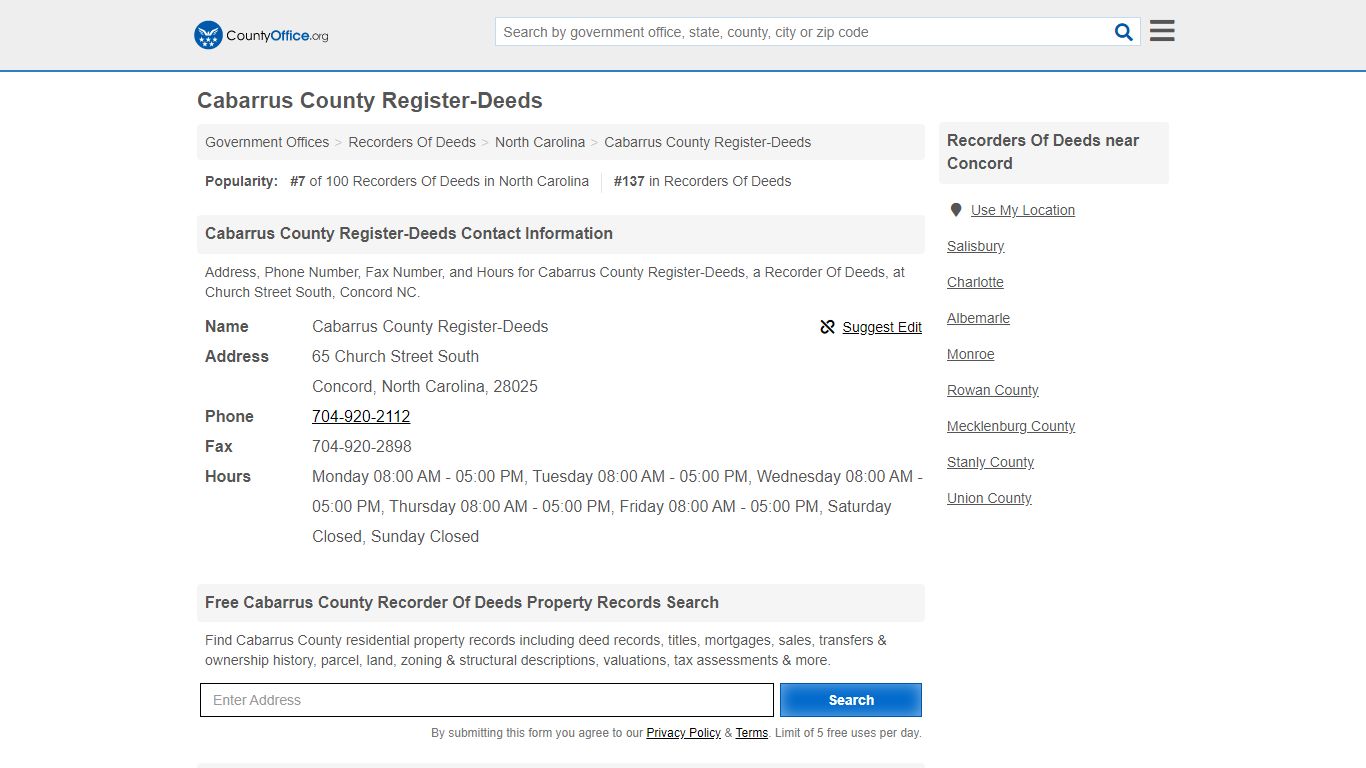 Cabarrus County Register-Deeds