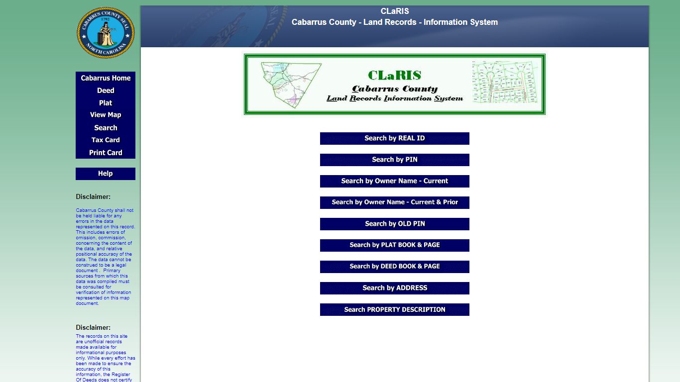 CLaRIS - Search - Cabarrus County